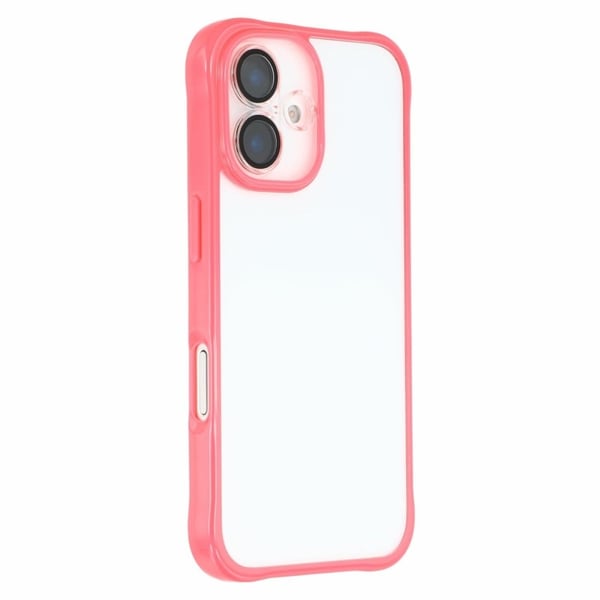 iPhone 16 Fleksibelt + akryl telefonveske Anti Drop bakdeksel med innebygd glasslinsebeskytter - Rød