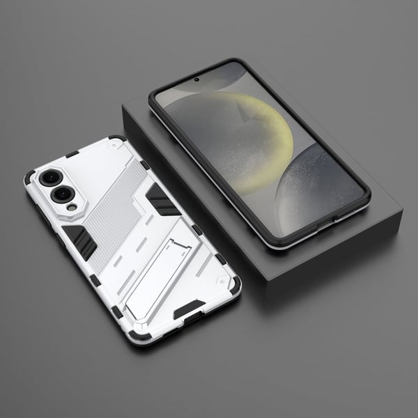 Samsung Galaxy S25 Edge Case PC + fleksibelt støtsikkert telefondeksel med kickstand - Hvit