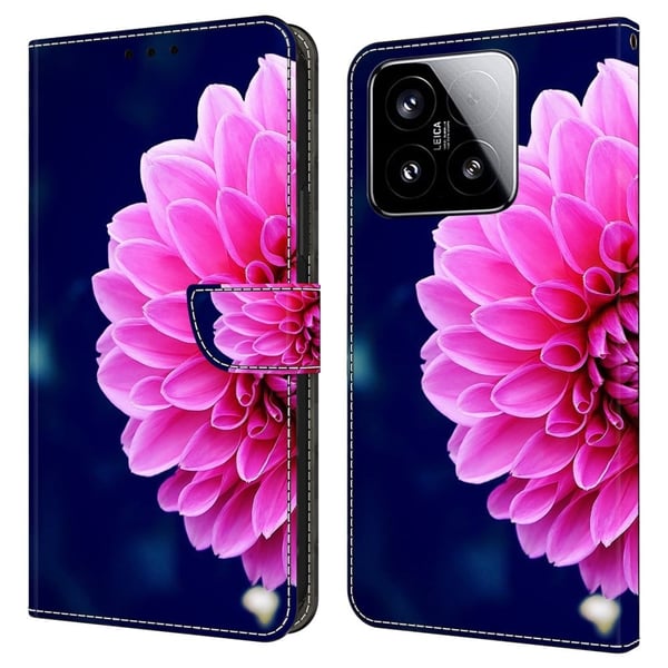 Xiaomi 15 Etui 3D-mønster Vegansk lær lommebok telefondeksel med stativ - Rosa Blomster