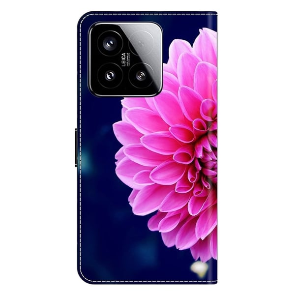 Xiaomi 15 Etui 3D-mønster Vegansk lær lommebok telefondeksel med stativ - Rosa Blomster