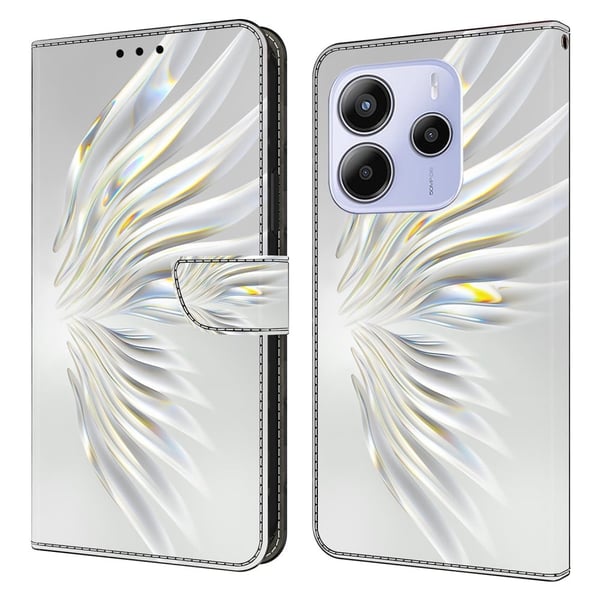 Xiaomi Redmi Note 14 5G lommebokveske med mønsterutskrift stativ lær flip-telefondeksel - Krystallvinger