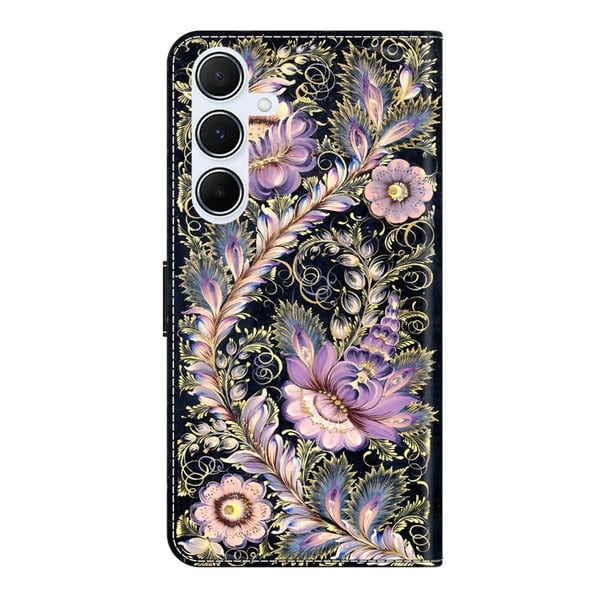 Samsung Galaxy A26 5G lommebokveske med mønstermønster som trykker på stativ, flip-telefondeksel i lær - Vintage Gullnål