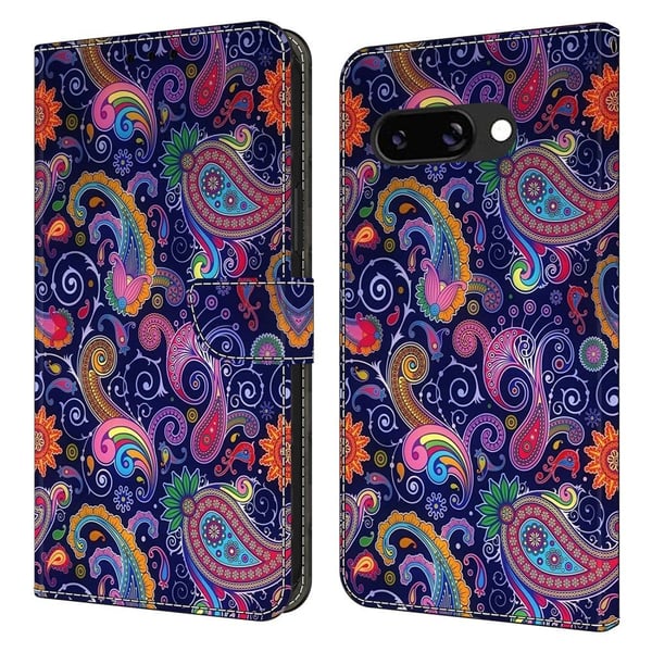 Google Pixel 9a Etui med pung Mønster print Stand Leather Flip Phone Cover - Etnisk Vinranke