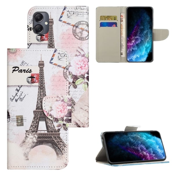Samsung Galaxy A06 4G / A06 5G-etui Mønsterutskrift Cross Texture Leather Phone Deksel - Tårn