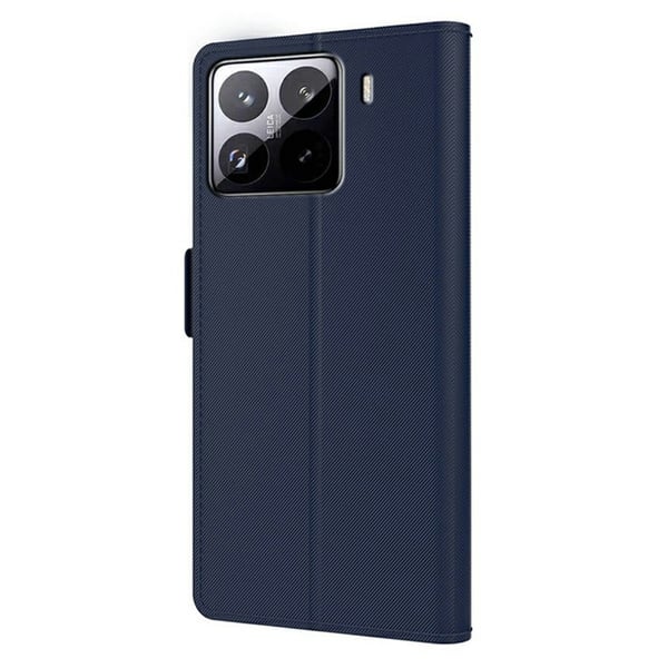 Xiaomi 15 Pro Etui Stativ Vegansk lær Telefondeksel Kortholder Speil - Blå