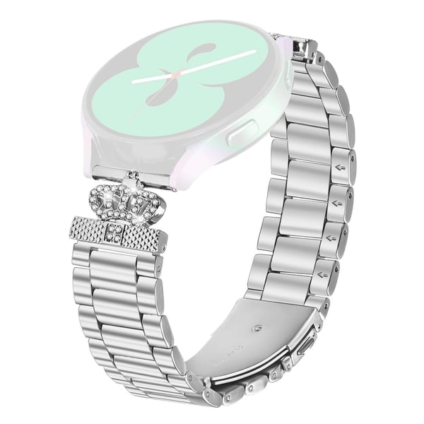 Garmin Approach S40 / Forerunner 158 Rustfritt stål Armbånd Kroneform Rhinestone Decor Silver Watch Band