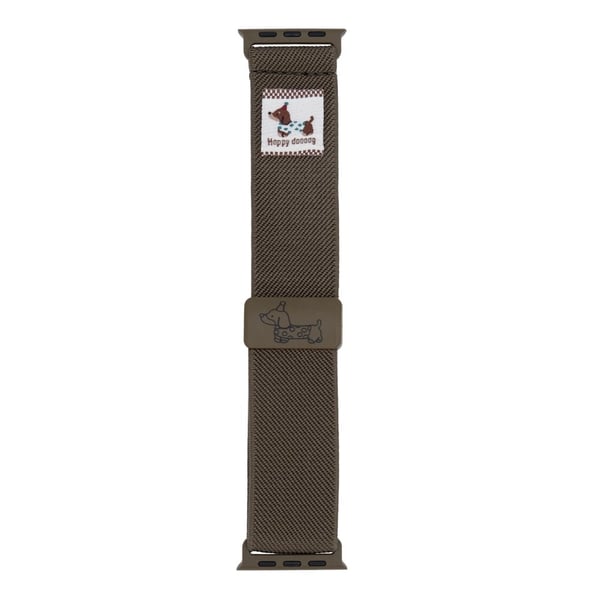 Nylon elastisk stropp Apple Watch Series 41mm - 40mm - 38mm Dachshund hund mønster magnetisk spenneklokkebånd - Olivengrønn