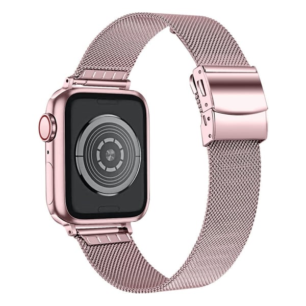 Apple Watch Series 49mm - 45mm - 44mm - 42mm Milanese metallarmbånd med spenne - Rosa Rose