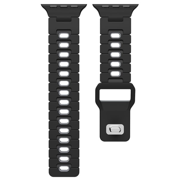 Klockarmband Apple Watch Series 49mm - 45mm - 44mm - 42mm Dual Color Silikonarmband - Svart + Grå