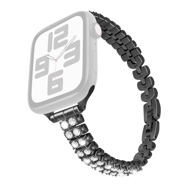Klokkerem Apple Watch Series 41mm - 40mm - 38mm Rhinestone Decor Alloy Armbånd Armbånd - Svart