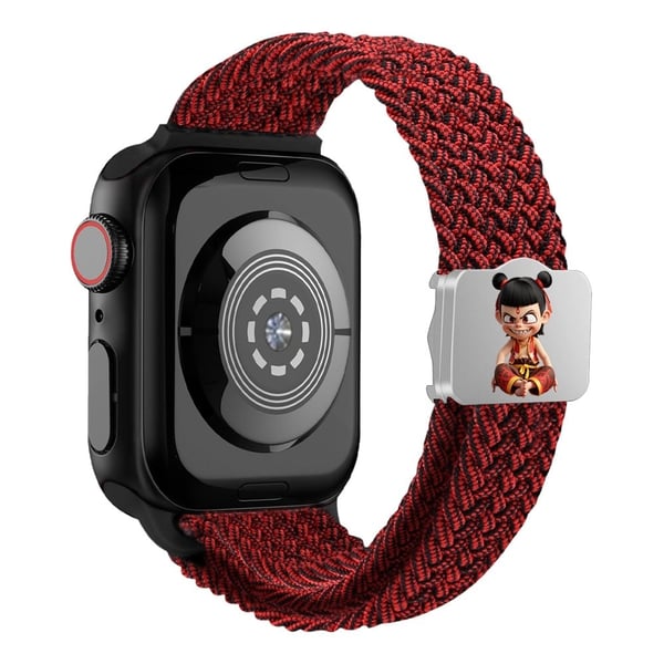 Klokkerem Apple Watch Series 41mm - 40mm - 38mm Ne Zha UV-trykt nylonarmbånd - Svart + Svart