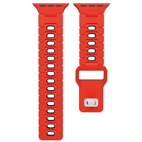 Apple Watch Series 49mm - 45mm - 44mm - 42mm kaksivärinen silikoniranneke - Punainen + Musta