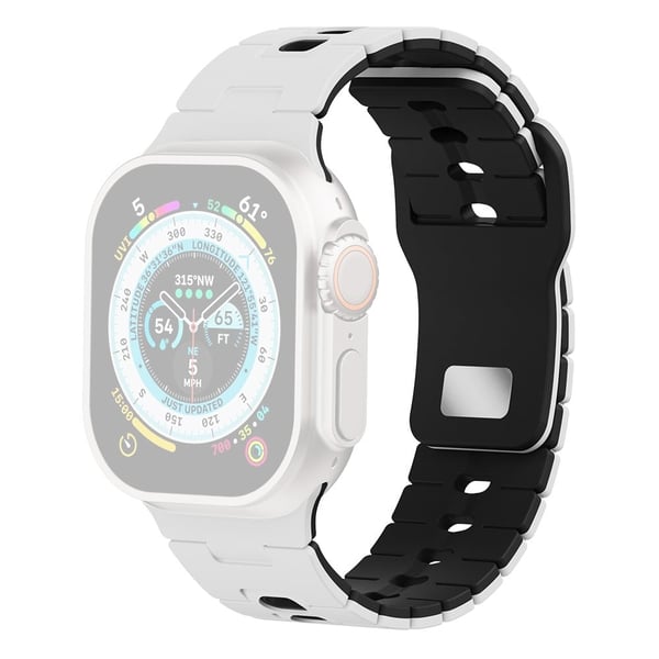 Apple Watch Series 49mm - 45mm - 44mm - 42mm Dual Color Silikonarmbånd - Hvit + Svart