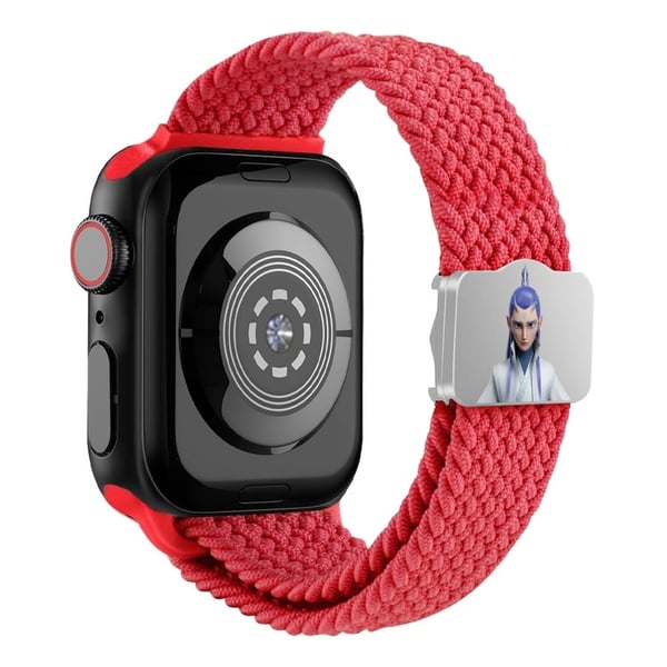 Klokkerem Apple Watch Series 41mm - 40mm - 38mm Ne Zha UV-trykt nylonarmbånd - Rød / Rød
