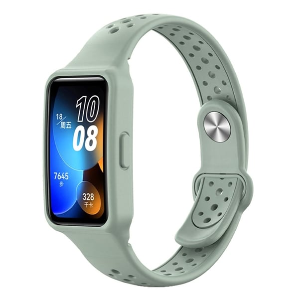 Silikonarmbånd Huawei Band 9 NFC / 9 / 8 NFC / 8 Reverse Buckle Holes Design Strap Integrert med Watch Case - Grønn