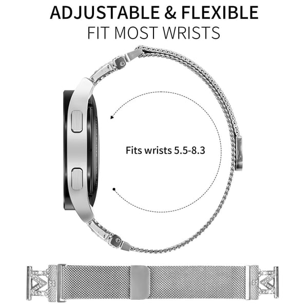 Huawei Watch GT 3 Pro 43 mm armbånd i rustfritt stål M-Type Milanese-klokkearmbånd sølvfarget håndleddsrem