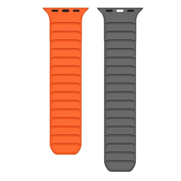 Klokkerem Apple Watch Series 41mm - 40mm - 38mmSilikon magnetisk rem - Oransje / Grå