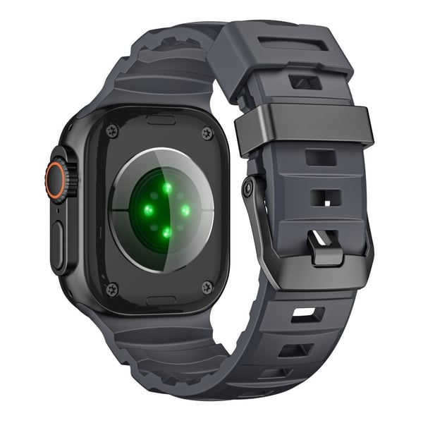 Fluorubber Band Apple Watch Series 49mm - 45mm - 44mm - 42mm kellon hihnat - Musta / Musta Solki