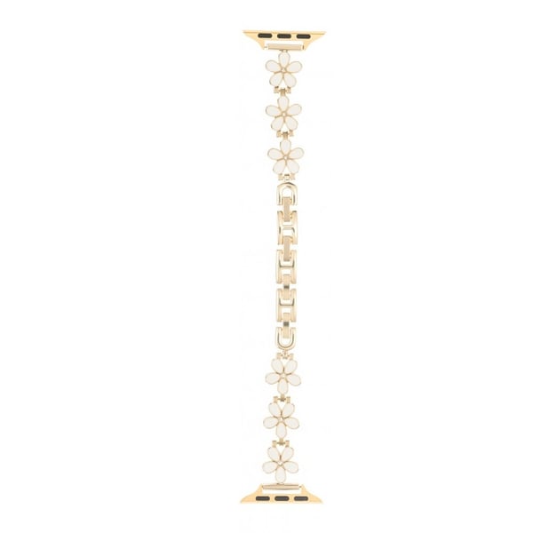Metallrem Apple Watch Series 49mm - 45mm - 44mm - 42mm Five Softal Flower Watch Band - Hvit / Gull