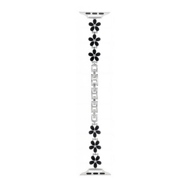 Metallrem Apple Watch Series 49mm - 45mm - 44mm - 42mm Five Softal Flower Watch Band - Svart / Sølv