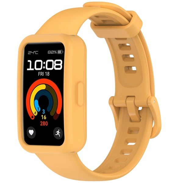 Silikonarmbånd Huawei Band 10 NFC Justerbar rem med klokkeramme - Gul