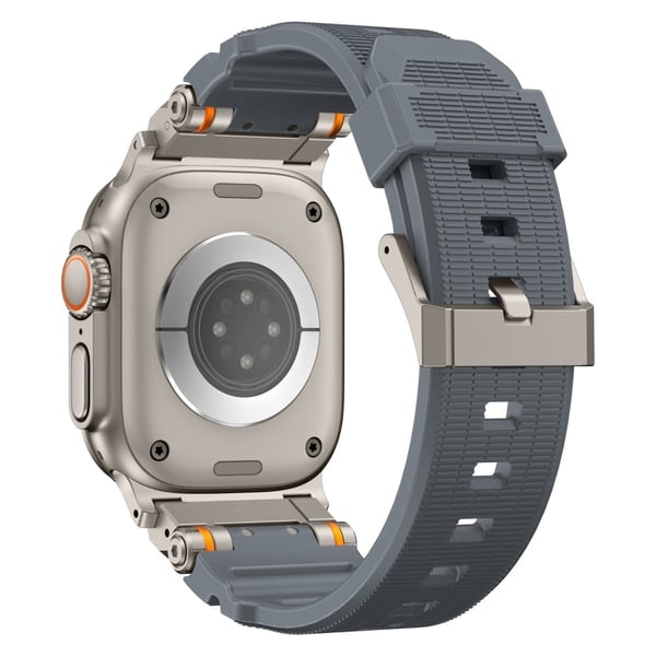 Apple Watch Series 49mm - 45mm - 44mm - 42mm Fleksibelt justerbart armbånd - Titan + Grå