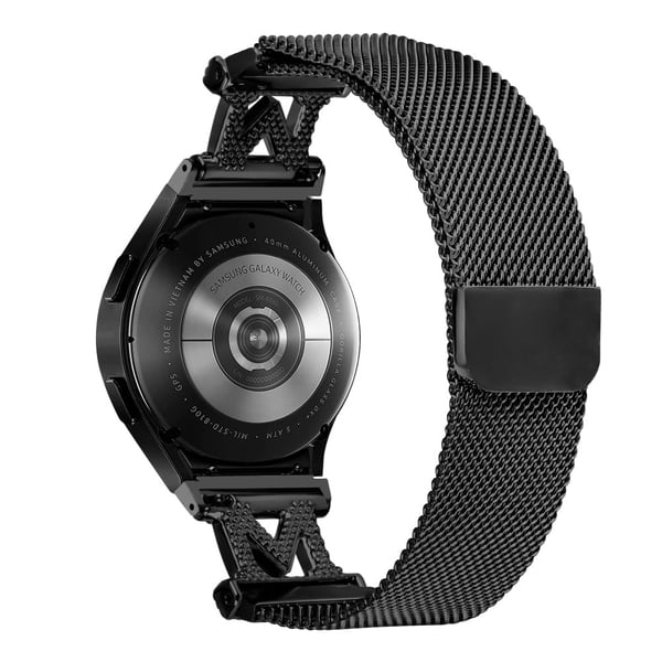 Metallihihna liittimellä Samsung Galaxy Watch 5 Pro / 5 / 5 Active / 4 / 4 Active / 4 Classic M-tyyppi Milanese Watch Band Strassi Decor - Musta