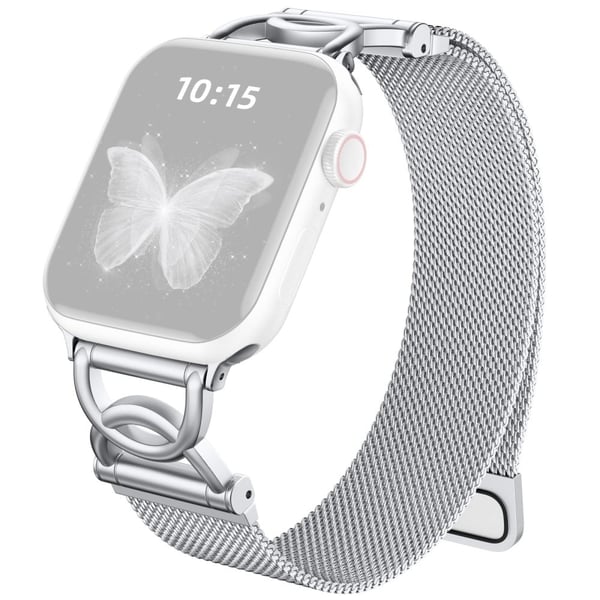 Armbånd Apple Watch Series 41mm - 40mm - 38mm DC-formet magnetisk lås i rustfritt stål - Sølv