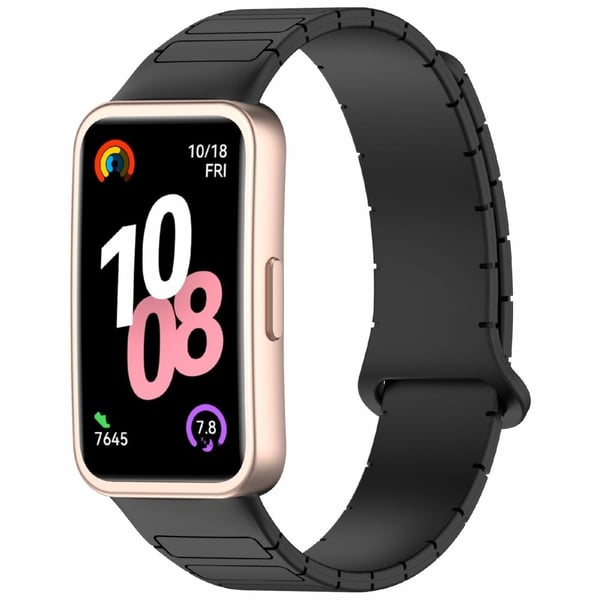 Silikonklokkebånd Huawei Band 10 / 9 / 8 Magnetisk tofarget erstatningsrem - Svart