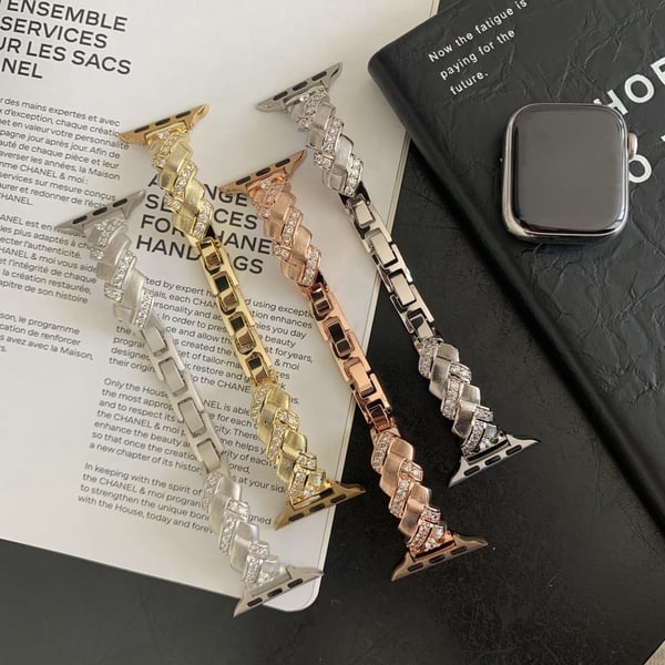 Kobber urrem Apple Watch Series 49mm - 45mm - 44mm - 42mm Wheat Ear Zircon armbånd - Stjernelys
