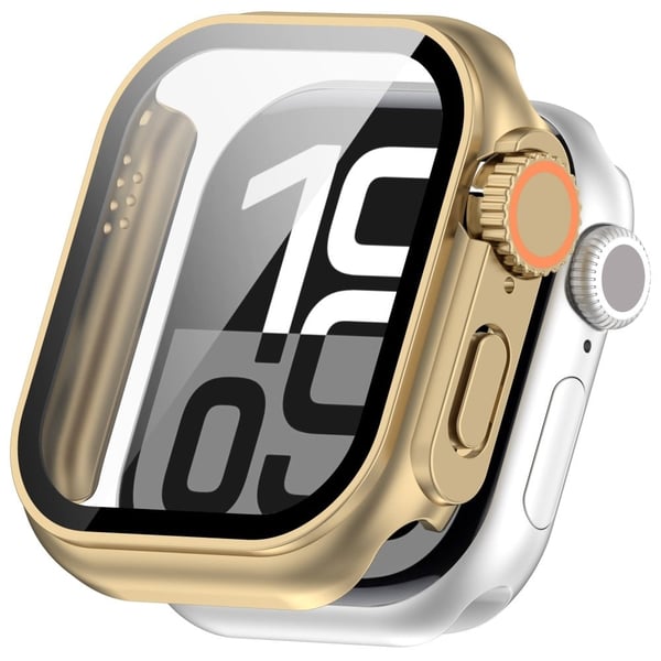 Apple Watch Series 10 46mm beskyttelsesetui Instant Transformation Ultra 2 Hard Bumpresistent Smartwatch Cover med hærdet glasskærmfilm - Champagne Gu