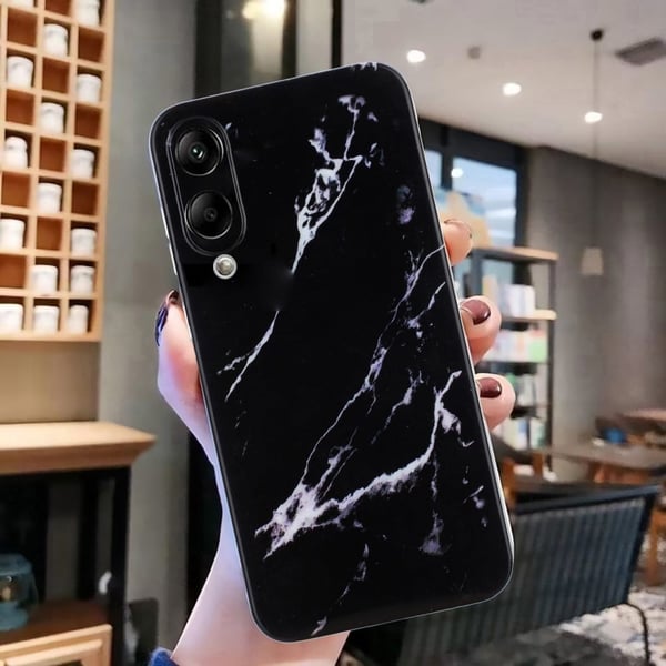 Samsung Galaxy S25 Edge-etui Marmormønstret, malt, fleksibelt bakdeksel - Svart
