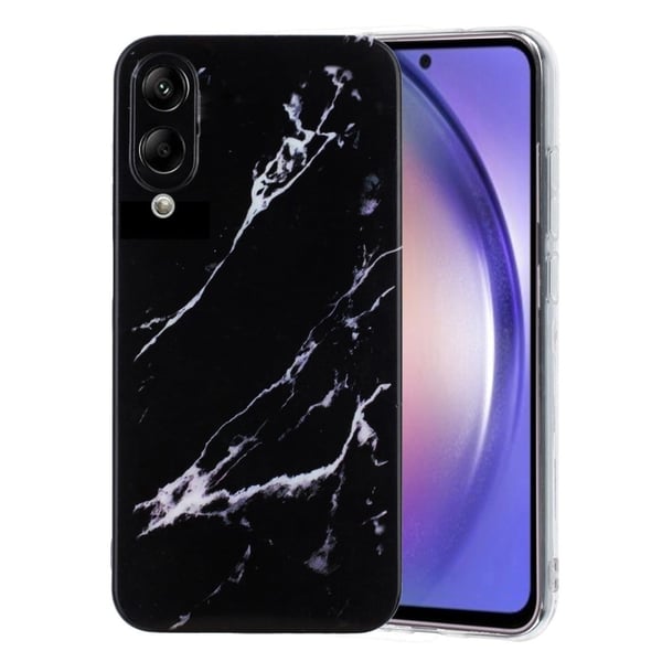 Samsung Galaxy S25 Edge-etui Marmormønstret, malt, fleksibelt bakdeksel - Svart