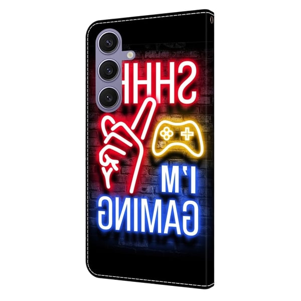 Samsung Galaxy S25+ lommebokveske med mønstermønster, stativ, flip-telefondeksel i lær - Neon