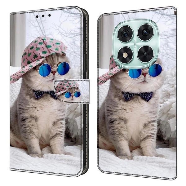 Xiaomi Redmi Note 14 Pro 5G lommebokveske med mønsterutskrift stativ lær flip-telefondeksel - Hatt Katt