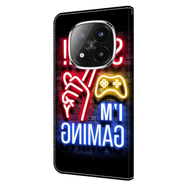 Xiaomi Redmi Note 14 Pro 4G lommebokveske med mønsterutskrift stativ lær flip-telefondeksel - Neon