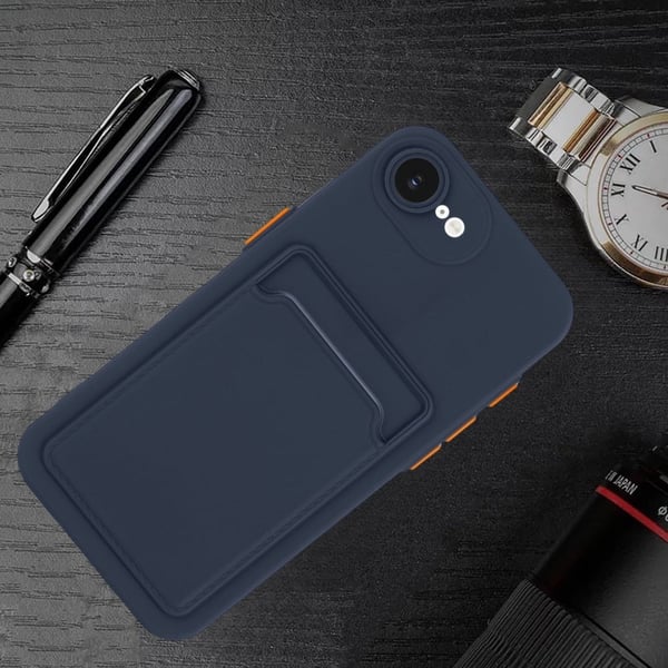 iPhone 16e-etui Kortspor matt bakdeksel uten fingeravtrykk - Mørkeblå
