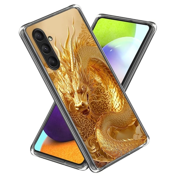 Samsung Galaxy A24 4G-etui med mønstermønster Trykt støtsikkert, fleksibelt telefondeksel - Gull Drage Mønster