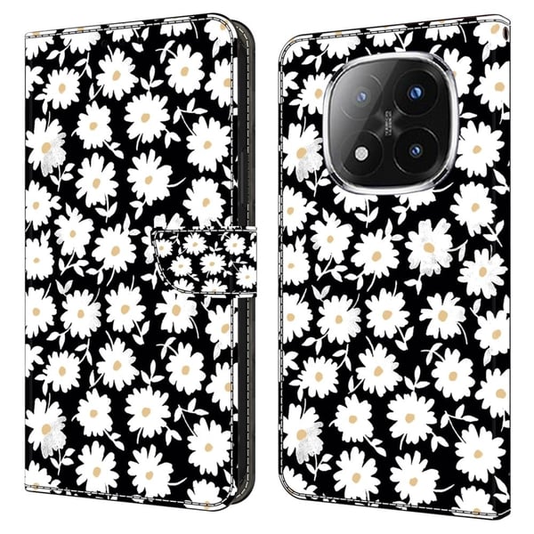 Xiaomi Redmi Note 14 Pro+ 5G Etui med magnetisk lås 3D-mønster i skinnlommebok - Blomster