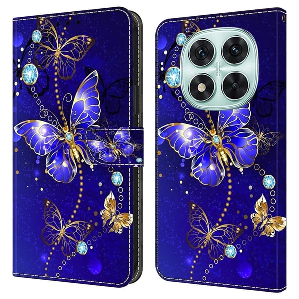 Xiaomi Redmi Note 14 Pro 5G Fodral 3D-mönster Veganläder Plånbok Telefonskal med stativ - Diamantfjäril