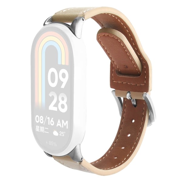 Armbånd Xiaomi Smart Band 9 NFC / 9 / 8 NFC / 8 Mikrofiber lær klokkerem med sølv spenne - Aprikos