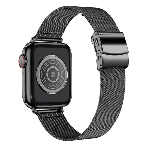 Apple Watch Series 41mm - 40mm - 38mm Milanese metallarmbånd med spenne - Svart