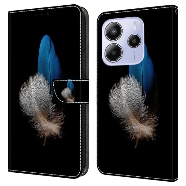 Xiaomi Redmi Note 14 5G Etui 3D-mønster Vegansk lær lommebok telefondeksel med stativ - To Fjær