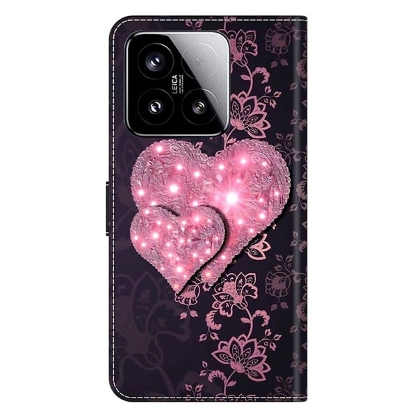 Xiaomi 15 Etui 3D-mønster Vegansk lær lommebok telefondeksel med stativ - Blonder Hjerter