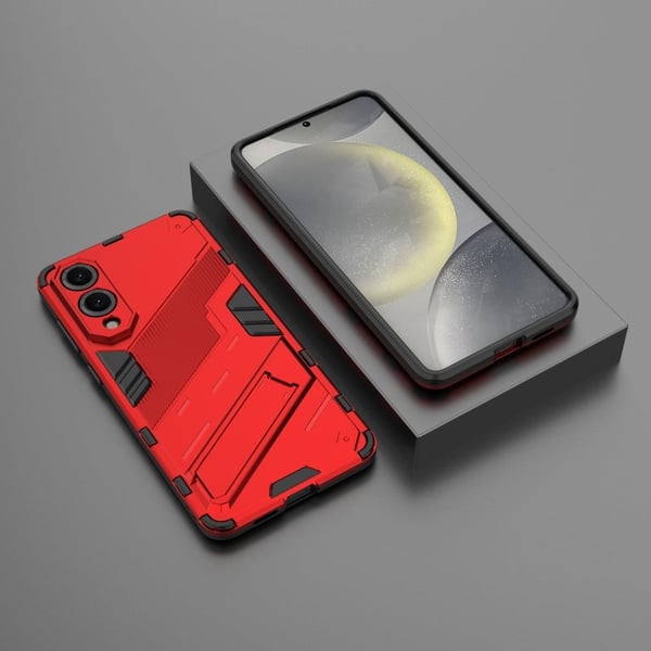 Samsung Galaxy S25 Edge Case PC + fleksibelt støtsikkert telefondeksel med kickstand - Rød