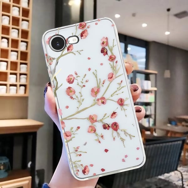 iPhone 16e-etui Mykt, fleksibelt bakdeksel med mønsterutskrift - Blomst