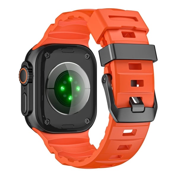 Fluorband Apple Watch Series 49mm - 45mm - 44mm - 42mm klokkeremmer - Oransje / Svart Spenne