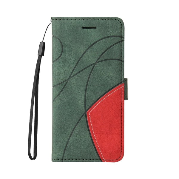 Xiaomi 15 Ultra læretui med stativlommebok med tofarget spleisdesign - Grønn