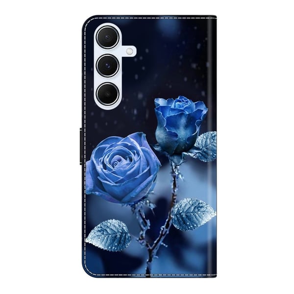 Samsung Galaxy A26 5G lommebokveske med mønstermønster som trykker på stativ, flip-telefondeksel i lær - Blå Roser