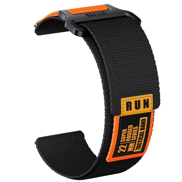 20mm Watch Band Samsung Galaxy Watch7 44mm / 40mm / Watch6 44mm / 40mm Nylon Magic Tape Run Strap - Sort / Orange